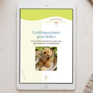 Cover des Rezeptbüchleins Lieblingsschnute getreidefrei mit getreidefreien Hundekeksen